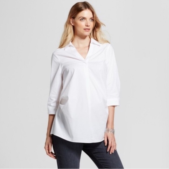 Isabel Maternity by Ingrid & Isabel Tops - Isabel Maternity - Ingrid & Isabel Women's White collared 3/4 length small EUC